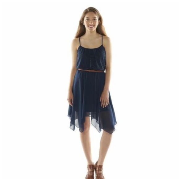 Speechless, Lightweight, navy handkerchief dress, juniors size S - Picture 1 of 5